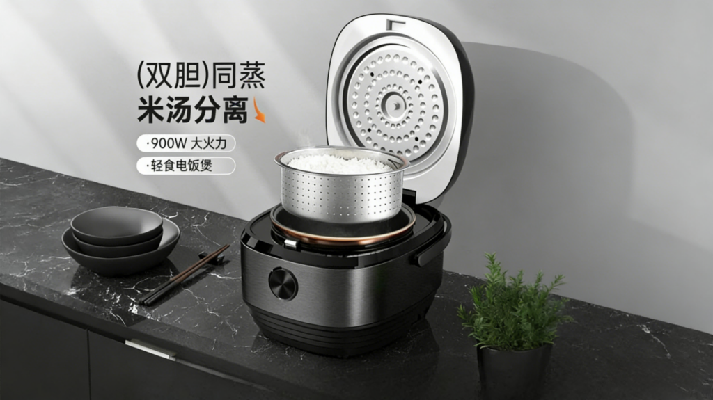 DFB-002多功能智能电饭煲,米汤分离不粘锅家用电饭锅,智能预约煮粥煲汤煮饭插图2 DFB-002多功能智能电饭煲,米汤分离不粘锅家用电饭锅,智能预约煮粥煲汤煮饭插图2