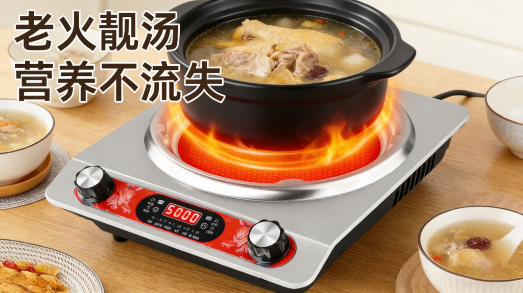 DTL-004钛晶电陶炉，凹面5000W大功率不挑锅，猛火火锅炒菜家用多功能电磁炉插图1