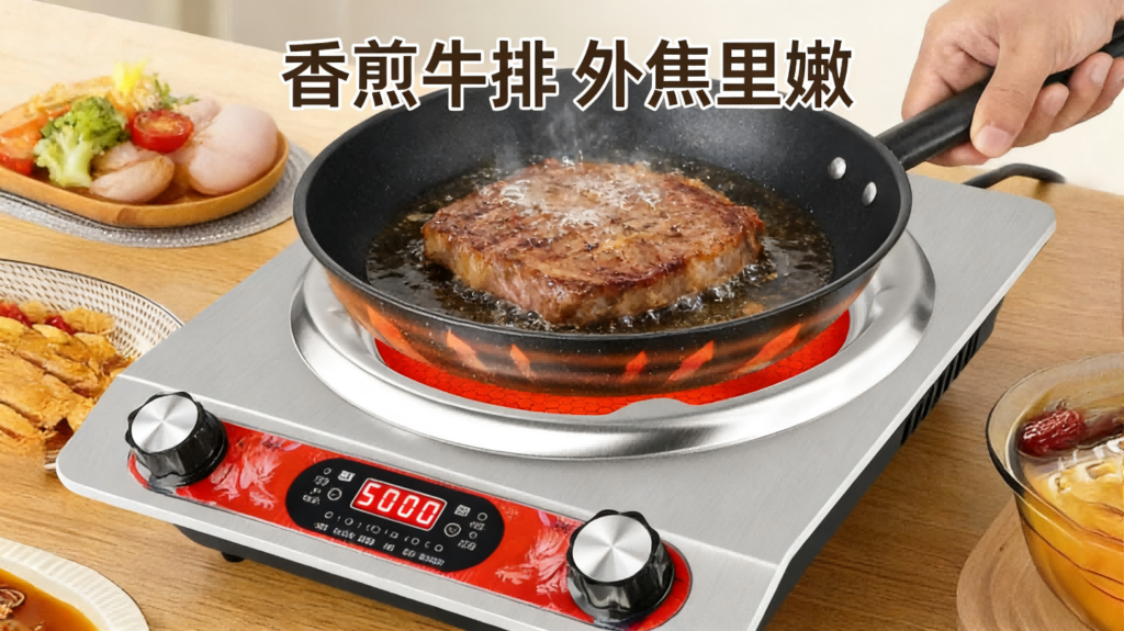DTL-004钛晶电陶炉，凹面5000W大功率不挑锅，猛火火锅炒菜家用多功能电磁炉插图2