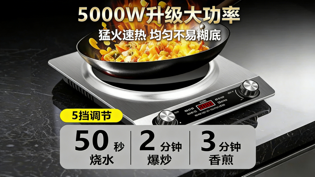 火力革命！解密优选深度评测DTL-008凹面电磁灶：5000W猛火如何重塑中式爆炒体验？插图1