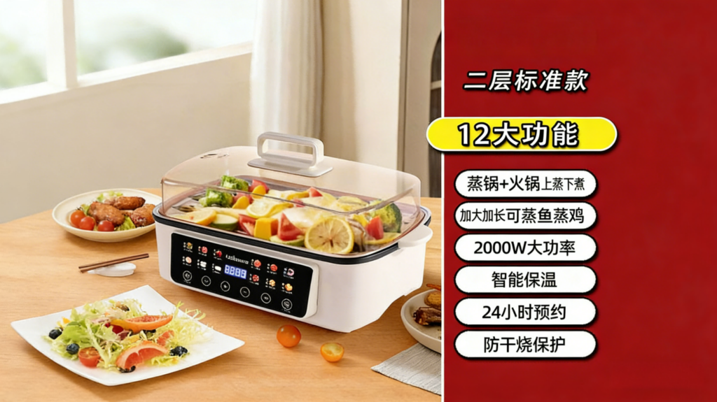 DZG-001全自动蒸锅火锅，预约定时大功率大容量，办公室宿舍家庭蒸煮家用炖煮插图
