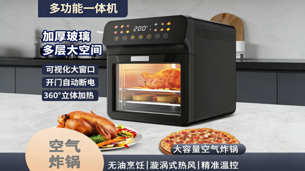 KQZG-001大容量智能空气炸锅，家用可视多功能电烤箱，全自动电炸锅烤箱一体机插图