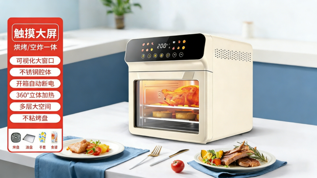 KQZG-001大容量智能空气炸锅，家用可视多功能电烤箱，全自动电炸锅烤箱一体机插图4