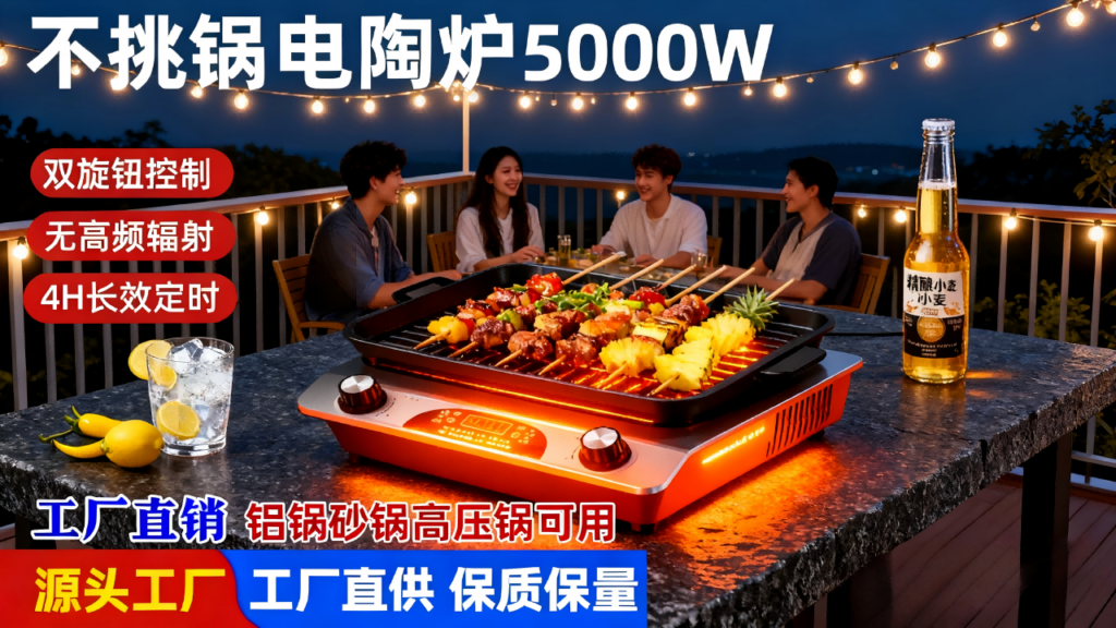 全能厨房动力核心：鑫赑优选深度评测DTL-001凹面电陶炉，如何以5000W澎湃火力重塑烹饪体验？插图