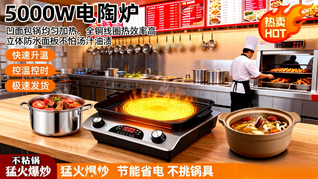 全能厨房动力核心：鑫赑优选深度评测DTL-001凹面电陶炉，如何以5000W澎湃火力重塑烹饪体验？插图1