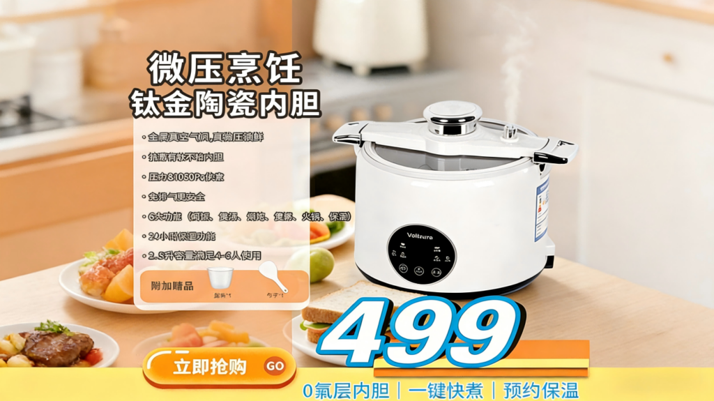 1050pa微压电饭煲,2.5L钛金陶瓷釉内胆烹饪,DFB-001家用小型多功能电煮锅插图1 1050pa微压电饭煲,2.5L钛金陶瓷釉内胆烹饪,DFB-001家用小型多功能电煮锅插图1