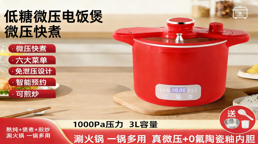 低糖多功能3L米汤分离,DFB-002微压电饭煲2到3人家用小型迷你电饭锅电煮锅插图 低糖多功能3L米汤分离,DFB-002微压电饭煲2到3人家用小型迷你电饭锅电煮锅插图