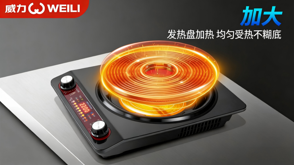 威力DTL-WL黑钛钢电陶炉测评，2200W不挑锅家用猛火灶，鑫赑优选推荐插图3