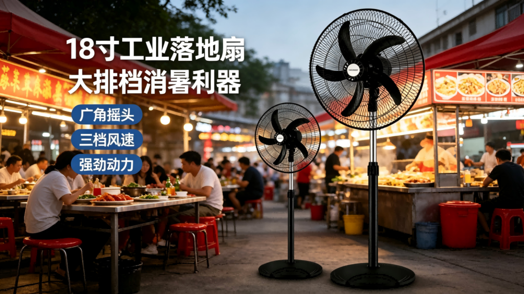 18寸家用落地扇，三档调速节能设计，宿舍办公室强力大风量DFS-001工业电风扇插图