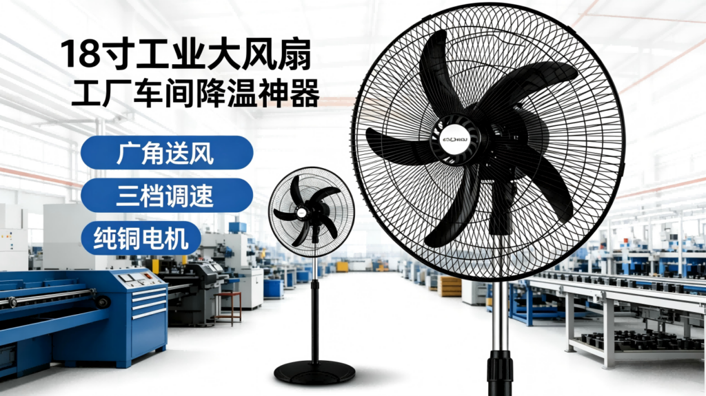 18寸家用落地扇，三档调速节能设计，宿舍办公室强力大风量DFS-001工业电风扇插图1