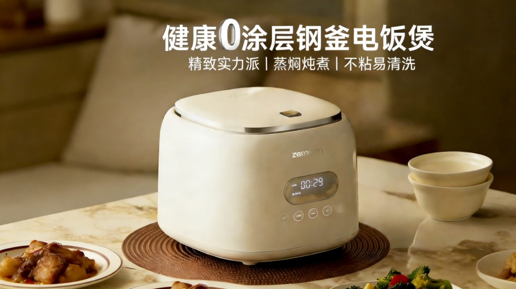 DFB-003多功能低糖电饭煲，不锈钢0涂层3-4人，迷你家用米汤分离2到3人电饭锅插图1