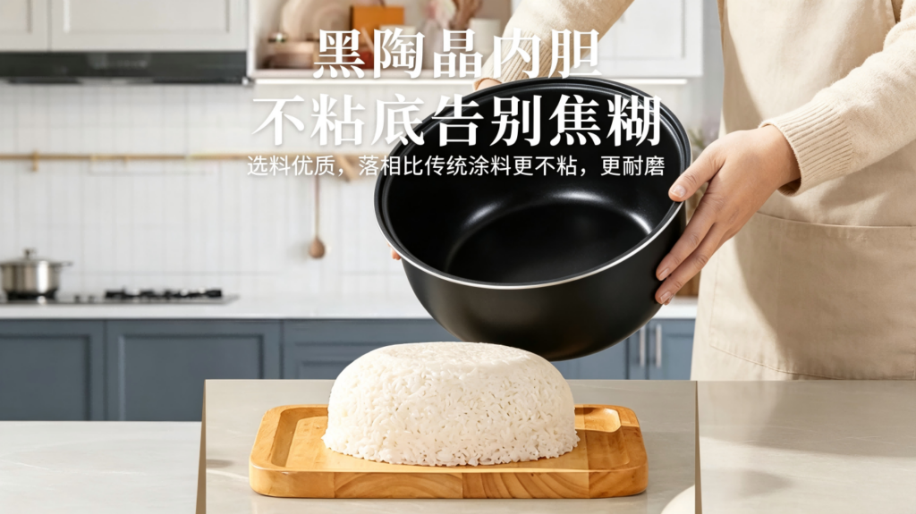 米黄色电饭煲，精煮快炖：风火小家电深度测评DFB-004，3L陶瓷油内胆电饭煲的居家优选插图3