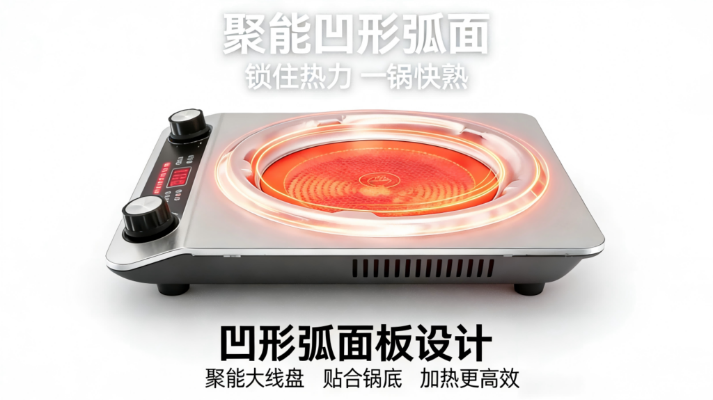 Voltaura钛晶电陶炉，凹面5000W大功率不挑锅，猛火火锅炒菜家用多功能电磁炉插图2