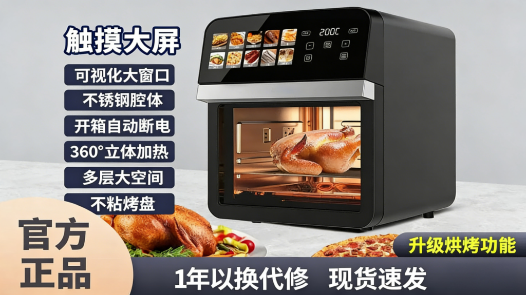 大容量智能空气炸锅，家用可视多功能电烤箱，全自动电炸锅烤箱一体机插图