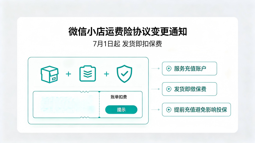 微信小店运费险协议变更，7 月 1 日起发货即扣保费，商家需提前充值服务充值账户插图