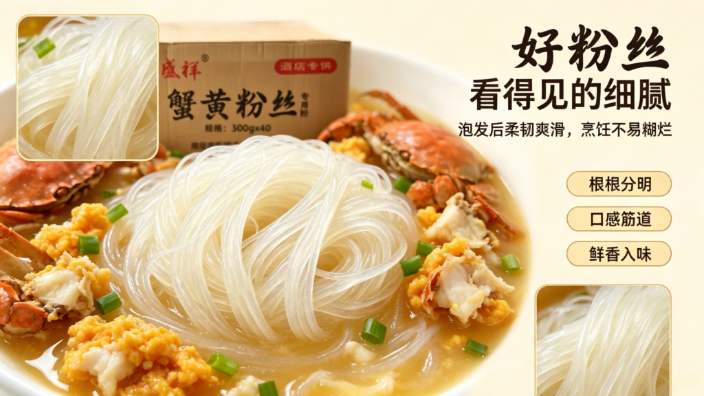 蟹黄粉丝煲的做法和配料,宴席级金黄油亮,用瑞盛祥粉丝在家轻松复刻插图2 蟹黄粉丝煲的做法和配料,宴席级金黄油亮,用瑞盛祥粉丝在家轻松复刻插图2