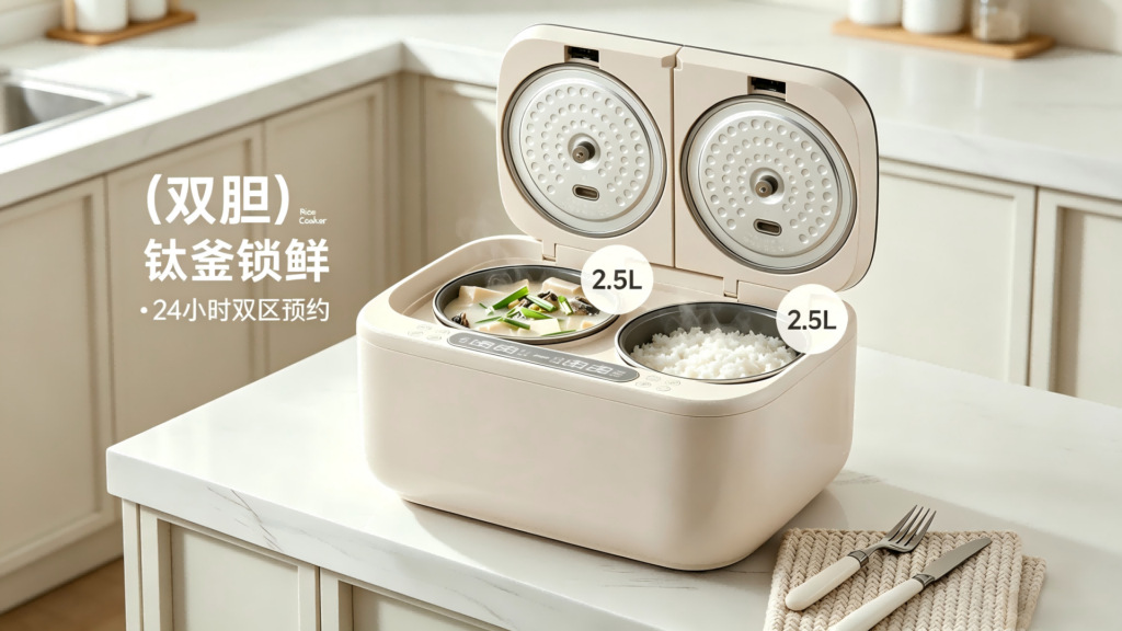 风火小家电深度测评 | 德国Zemkon双胆电饭煲DFB005:一机双煮,重新定义家庭烹饪效率插图4 风火小家电深度测评 | 德国Zemkon双胆电饭煲DFB005:一机双煮,重新定义家庭烹饪效率插图4