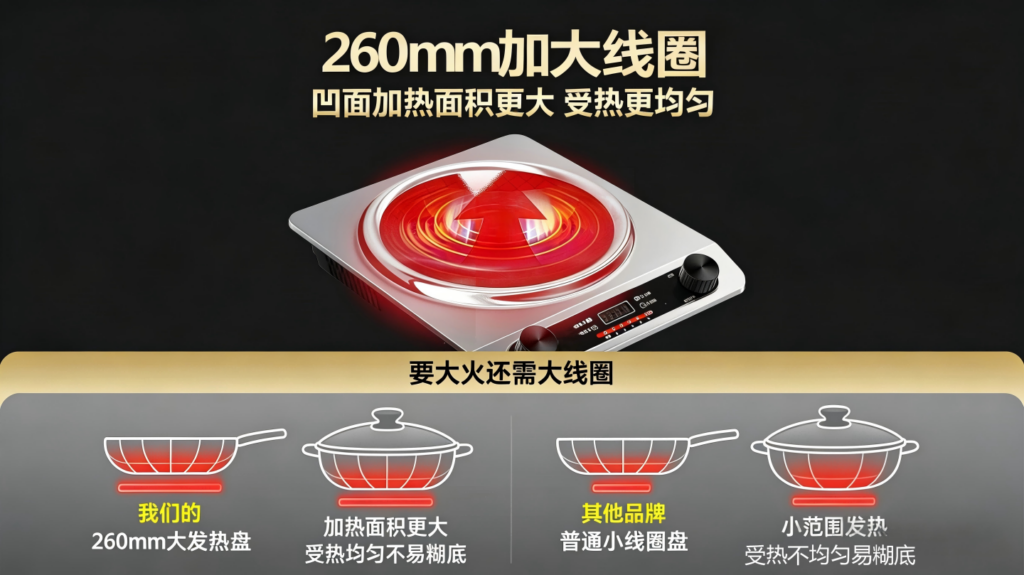 凹面电磁炉的优点,锅具适配与注意事项,一篇讲透怎么用才不踩坑插图1 凹面电磁炉的优点,锅具适配与注意事项,一篇讲透怎么用才不踩坑插图1