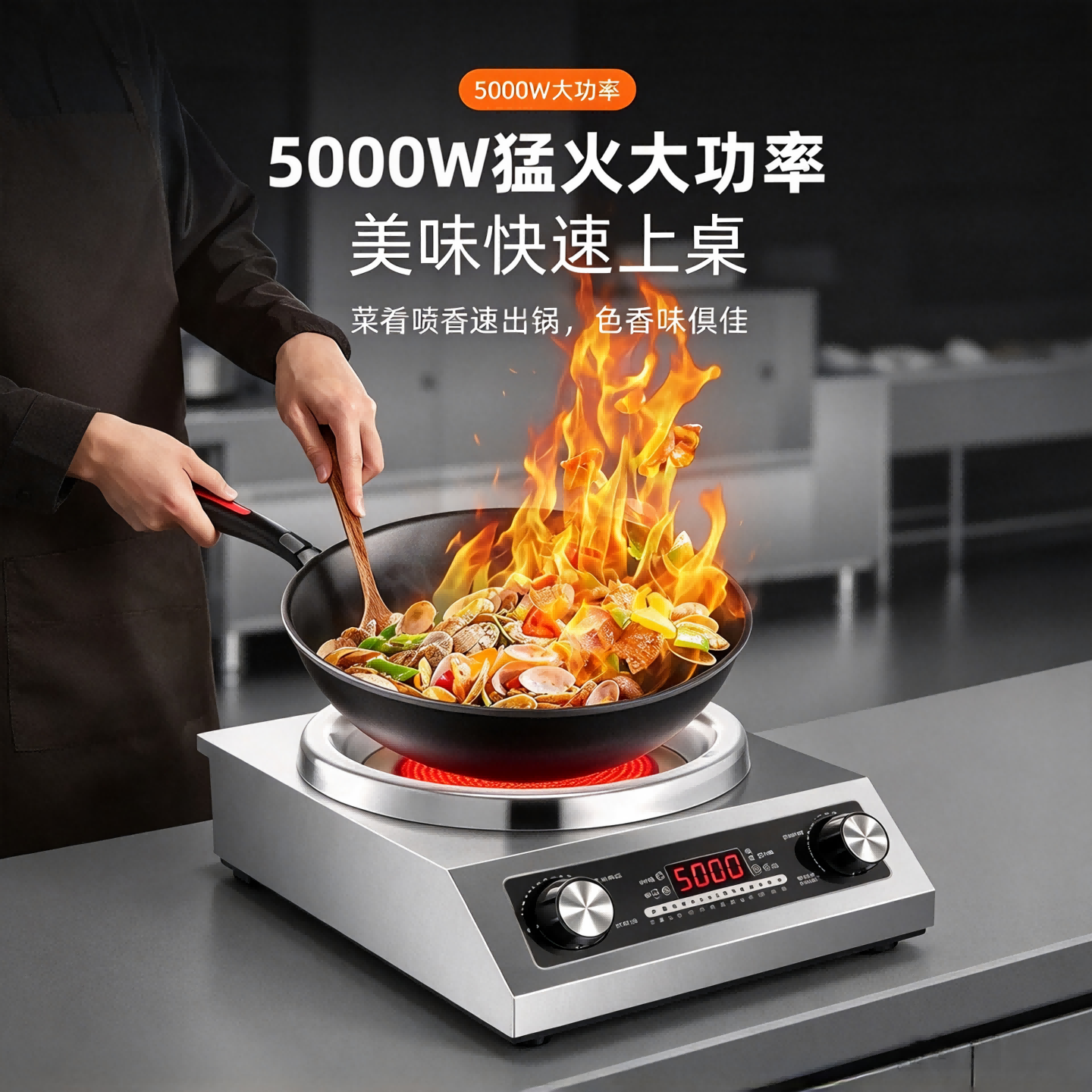 风火小家电实测：维吉熊5000W全钢平底凹面电陶炉，商用级猛火如何征服后厨与家庭？插图4