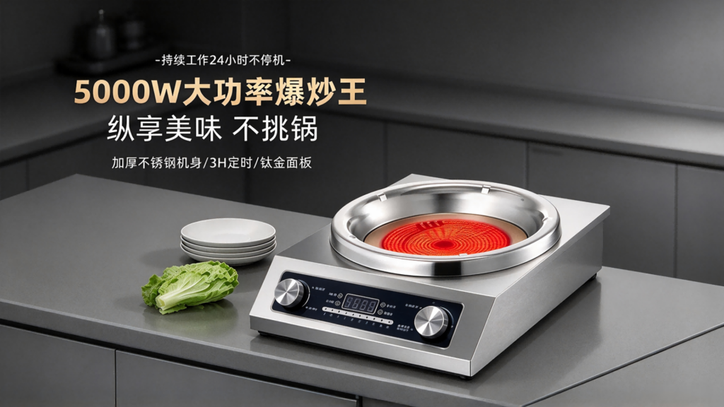 风火小家电实测：维吉熊5000W全钢平底凹面电陶炉，商用级猛火如何征服后厨与家庭？插图