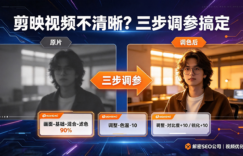 剪映怎么让视频清晰？滤色加色温对比度锐化三步调参，画质瞬间提升缩略图